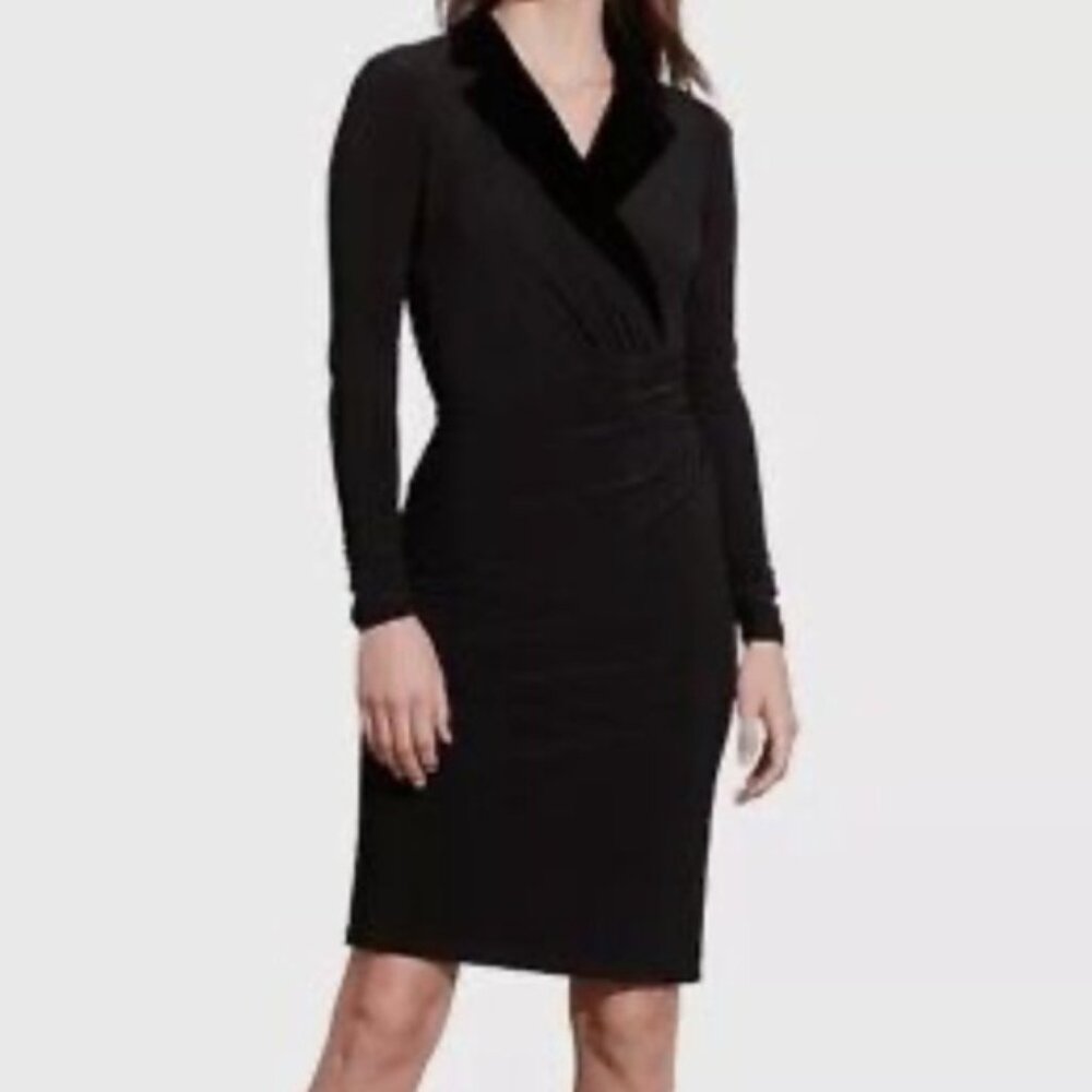 Lauren Ralph Lauren Tuxedo Dress Black Velvet Lapel Stretch Women's Sz 10P B32 - Picture 3 of 16